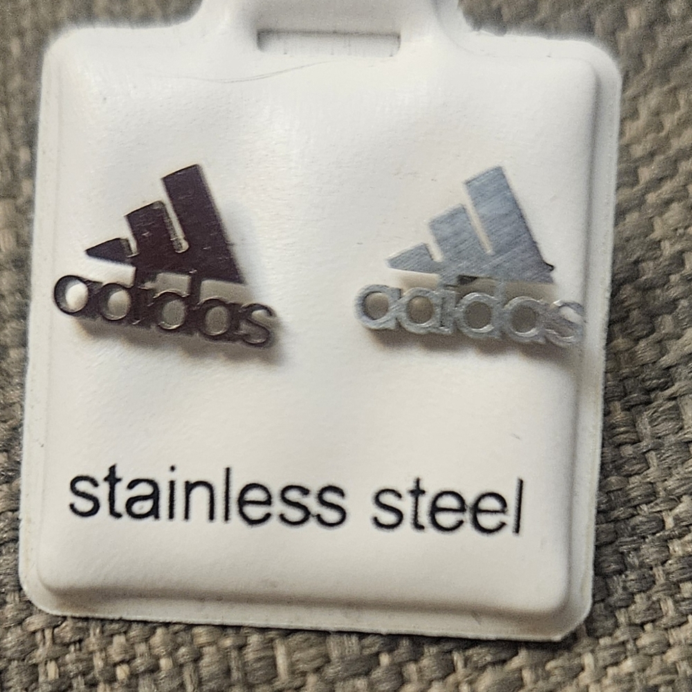 Nike & Addidas Gold & Silver Black Stainless Steel Earrings - Picture 4 of 5